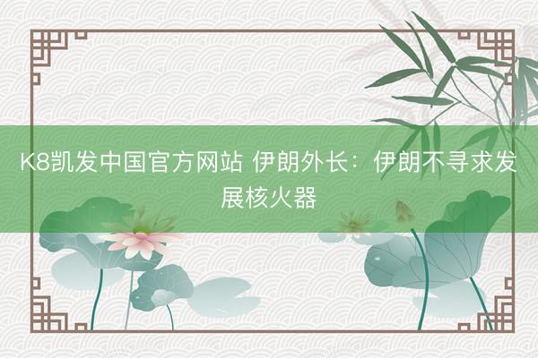 K8凯发中国官方网站 伊朗外长：伊朗不寻求发展核火器