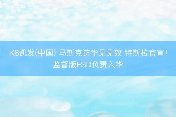 K8凯发(中国) 马斯克访华见见效 特斯拉官宣!监督版FSD负责入华