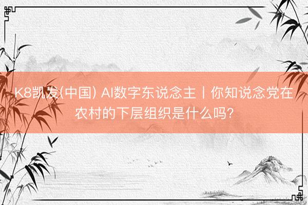 K8凯发(中国) AI数字东说念主丨你知说念党在农村的下层组织是什么吗？