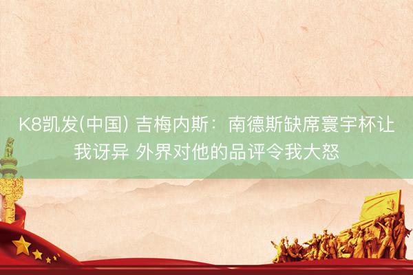 K8凯发(中国) 吉梅内斯：南德斯缺席寰宇杯让我讶异 外界对他的品评令我大怒