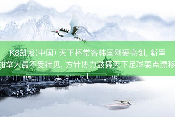 K8凯发(中国) 天下杯常客韩国刚硬亮剑, 新军加拿大最不受待见, 方针协力鼓舞天下足球要点漂移!
